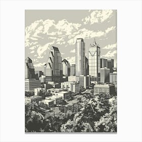 Duotone Illustration Skyline Austin Texas 2 Canvas Print