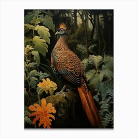 Dark And Moody Botanical Pheasant 2 Canvas Print