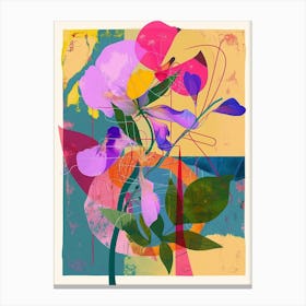 Sweet Pea 1 Neon Flower Collage Canvas Print