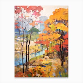 Autumn City Park Painting Hangang Park Seoul 3 Canvas Print