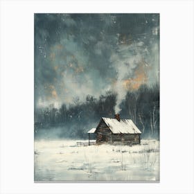 Cabin In The Snow Canvas Print