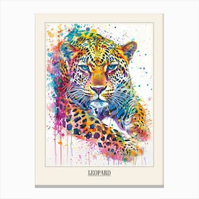 Leopard Colourful Watercolour 3 Poster Canvas Print