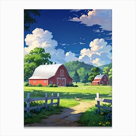 Red Barn In The Countryside Canvas Print