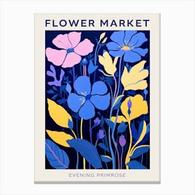 Blue Flower Market Poster Evening Primrose 1 Canvas Print
