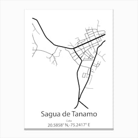 Sagua De Tanamo,Cuba Minimalist Map Canvas Print