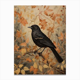 Dark And Moody Botanical Robin 4 Canvas Print
