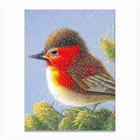 Robin Pointillism Bird Canvas Print