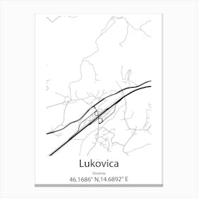 Lukovica,Slovenia Minimalist Map Canvas Print