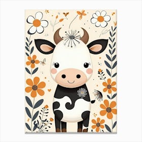 Floral Cute Baby Cow Nursery (14) Canvas Print