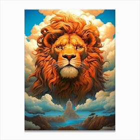 Lion In The Clouds Canvas Print