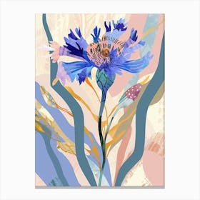 Colourful Flower Illustration Cornflower 1 Canvas Print