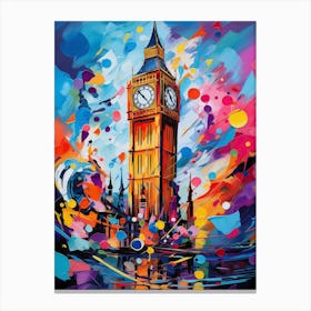 Big Ben Tower London III, Vibrant Abstract Modern Style Painting Canvas Print