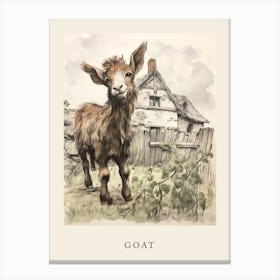 Beatrix Potter Inspired  Animal Watercolour Goat 1 Canvas Print
