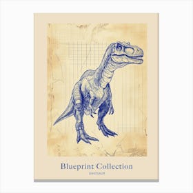 Dinosaur Blue Print Sketch 1 Poster Canvas Print