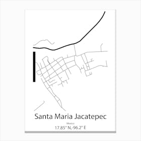 Santa Maria Huatulco,Mexico Minimalist Map Canvas Print