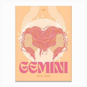 Orange Zodiac Gemini Canvas Print
