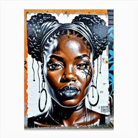 Graffiti Mural Of Beautiful Black Woman 334 Canvas Print
