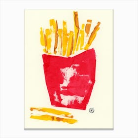 French Fries kitchen art still life food painting contemporary modern acrylic hand painted abstract figurative Canvas Print