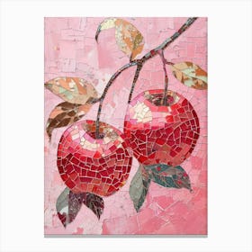 Disco Ball Red Apples Mosaic Painting Kitchen Canvas Print