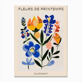 Spring Floral French Poster  Bluebonnet 3 Canvas Print
