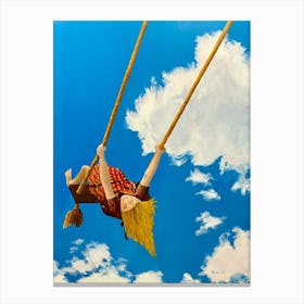 Higher Girl On A Swing In The Clouds Canvas Print