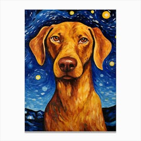 Vizsla Starry Night Dog Portrait Canvas Print