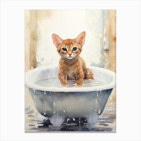 Abyssinian Cat In Bathtub Bathroom 3 Canvas Print