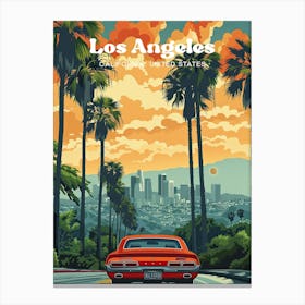 Los Angeles California Sunrise Travel Illustration Canvas Print