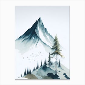 Mountain And Forest In Minimalist Watercolor Vertical Composition 278 Canvas Print