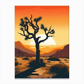 Joshua Tree At Dawn In The Desert In Black And Gold (3) Canvas Print