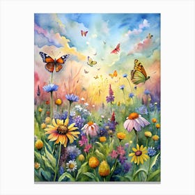 Wildflowers And Butterflies Canvas Print