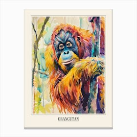 Orangutan Colourful Watercolour 2 Poster Canvas Print
