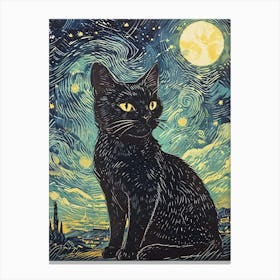 Starry Night Cat 2 Canvas Print