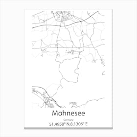 Mohnesee,Germany Minimalist Map Canvas Print