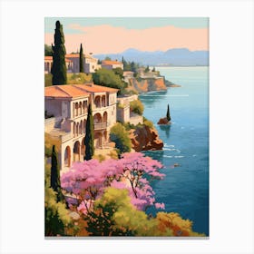 Antalya Turkey 8 Vintage Pink Travel Illustration Canvas Print