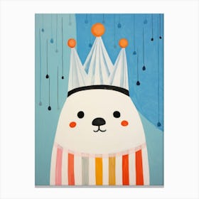 Little Seal Wearing A Crown Canvas Print