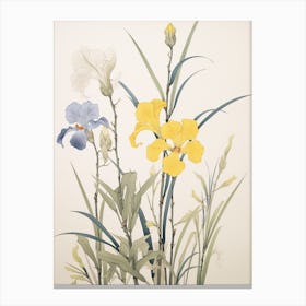 Hanashobu Japanese Water Iris 1 Vintage Japanese Botanical Canvas Print