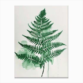 Green Ink Painting Of A Cinnamon Fern 3 Canvas Print