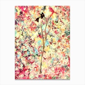 Impressionist Blue Pipe Botanical Painting in Blush Pink and Gold Canvas Print