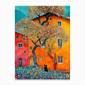 Cat, Garden and House Canvas Print