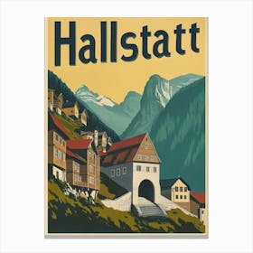 Aihrgdesign A Retro Travel Poster For Hallstatt Canvas Print