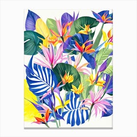 Bird Of Paradise 3 Modern Colourful Flower Canvas Print