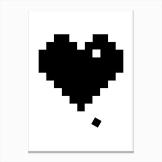 Black Pixel Heart Canvas Print