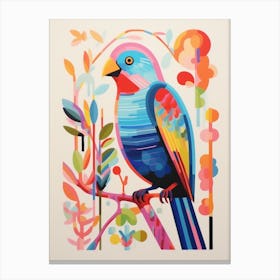 Colourful Scandi Bird Budgerigar 2 Canvas Print