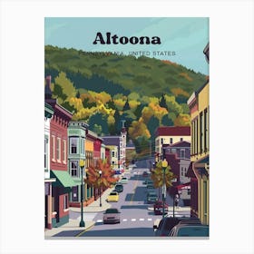 Altoona Pennsylvania Street Travel Art Illustration Canvas Print