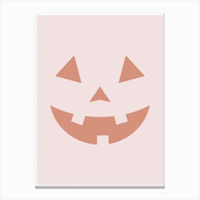 Cute Jack o Lantern Pumpkin Face Pink 1 Canvas Print