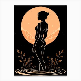 Moonlit Woman In Water Canvas Print