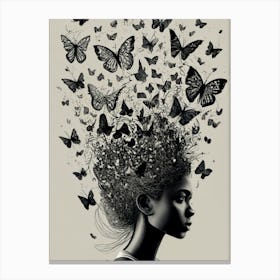 Butterfly In The Head Canvas Print