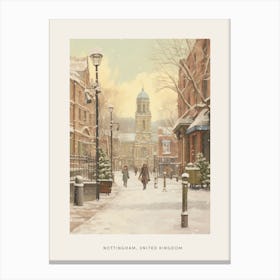 Vintage Winter Poster Nottingham United Kingdom 2 Canvas Print