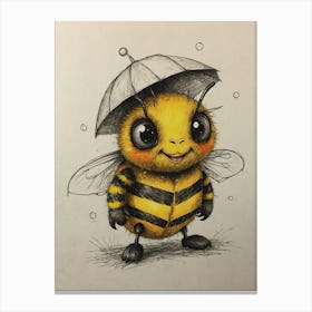 Bee With Umbrella 4 Canvas Print